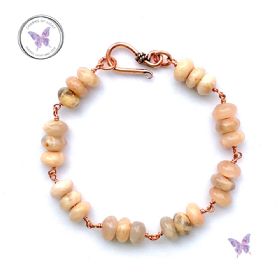 Sunstone Copper Link Bracelet With Hook Clasp